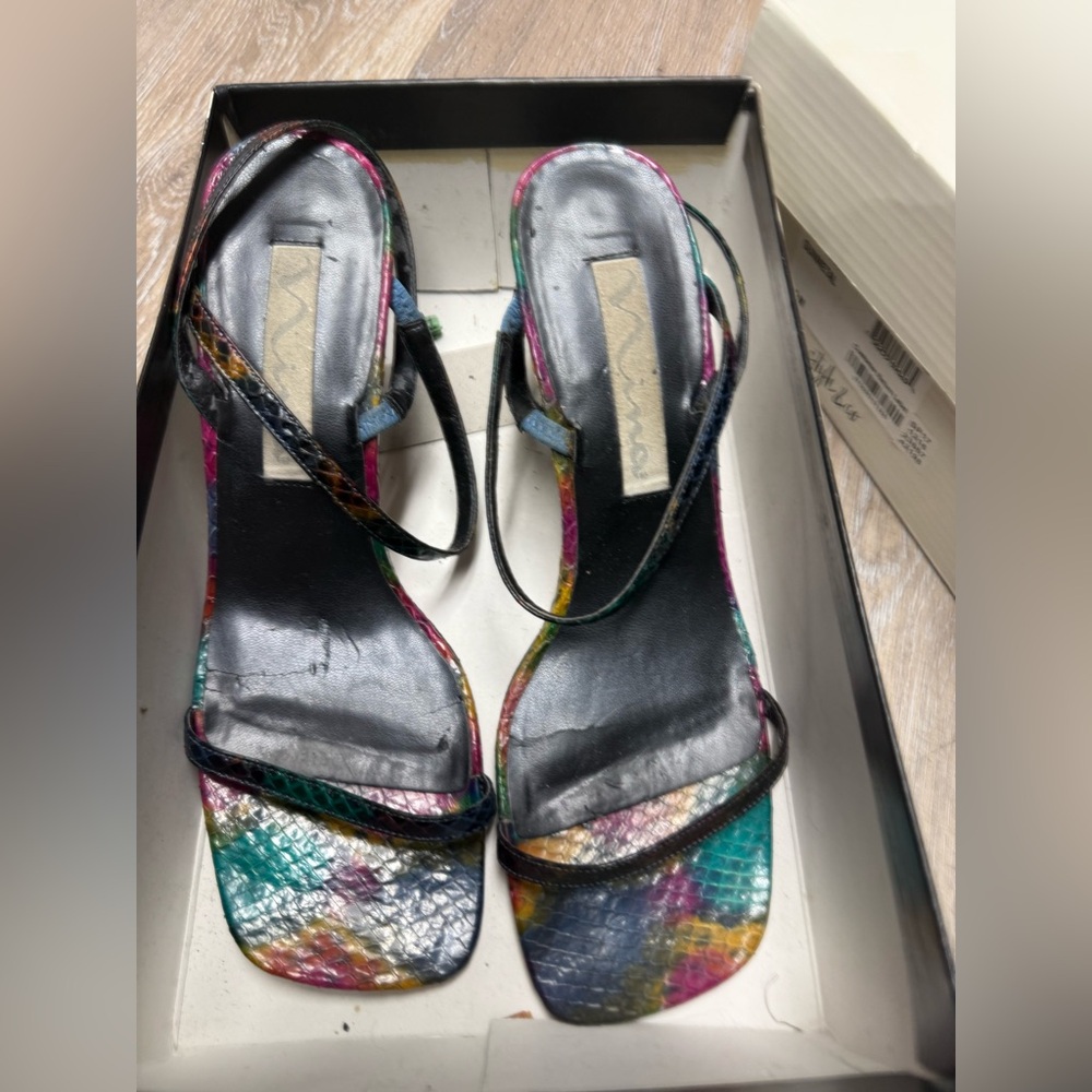 Nina Mix Colors Slingback open toe block heel mix colors size 9M w/box